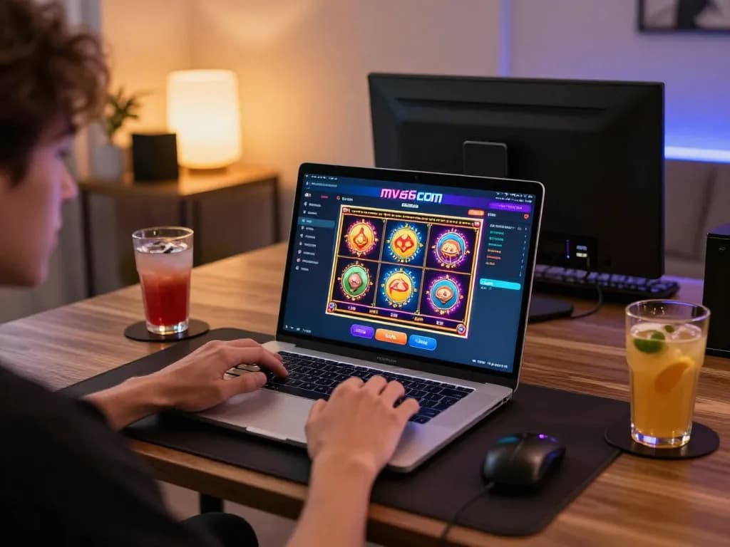Enjoying the mv66 com online casino games on a modern setup with vibrant slot visuals