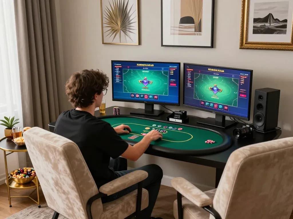 Experience gaming excitement at home with S8 online poker setup and cozy atmosphere.