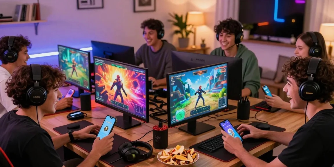Engaged players enjoying vibrant scenes while they play porn games online together.
