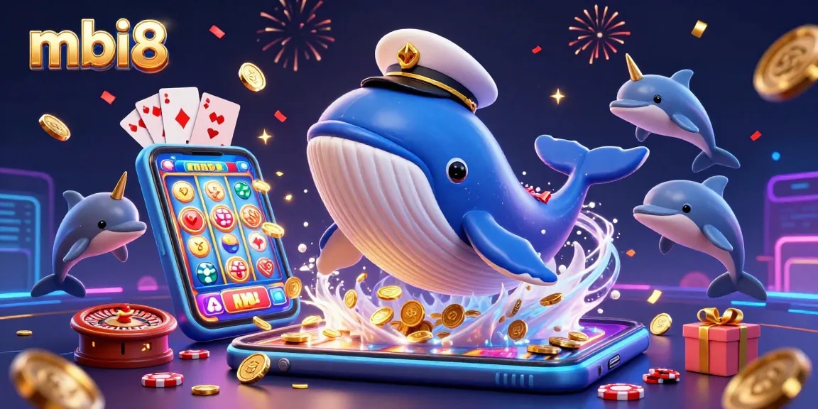 Win big at mbi8 with jackpot slots and thrilling casino games in a vibrant 3D illustration.