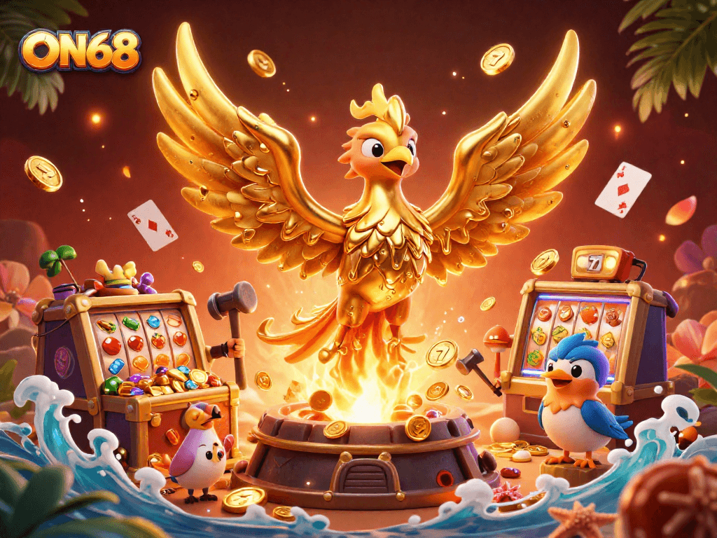Spin slots and win big at ON68 while enjoying thrilling gaming elements in a vibrant casino setting.