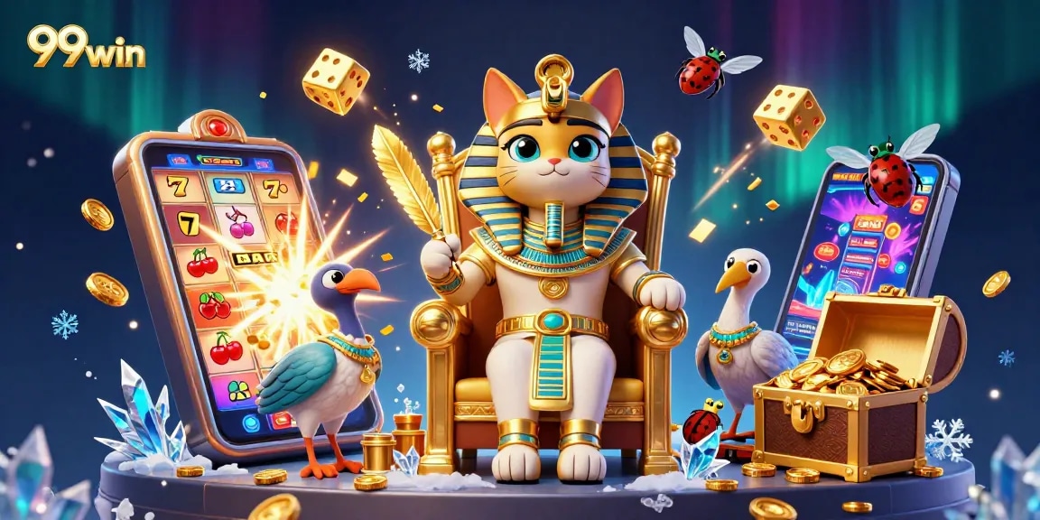 Engage in winning strategies at 99win with an exciting 3D casino scene featuring ancient Egyptian elements.
