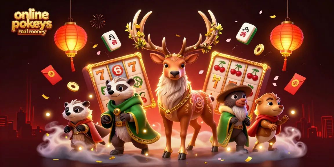 Spin the reels on online pokies real money with vibrant characters and dynamic casino elements.
