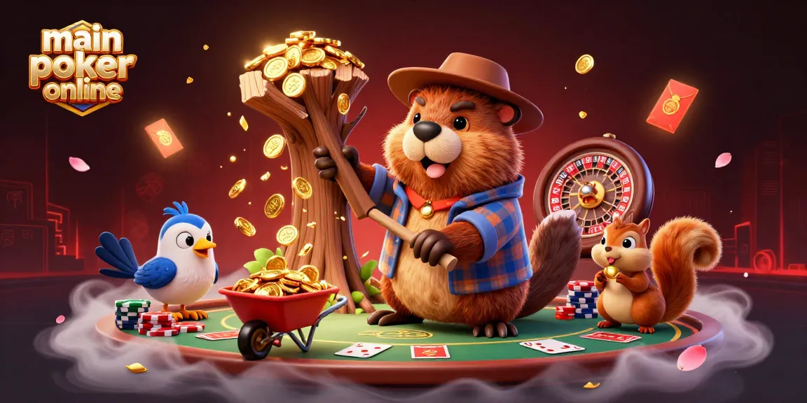 Temukan sensasi main poker online yang menarik dengan berang-berang, burung, dan tupai mengumpulkan koin emas!