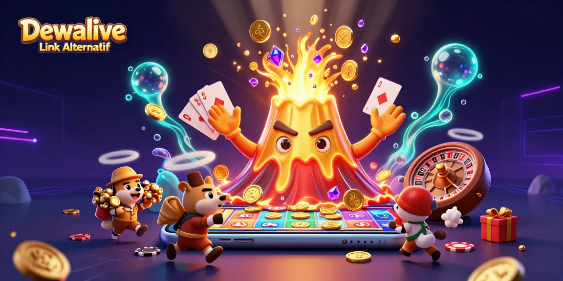 Experience thrilling gameplay with Dewalive Link Alternatif as a golden volcano erupts coins and treasures.