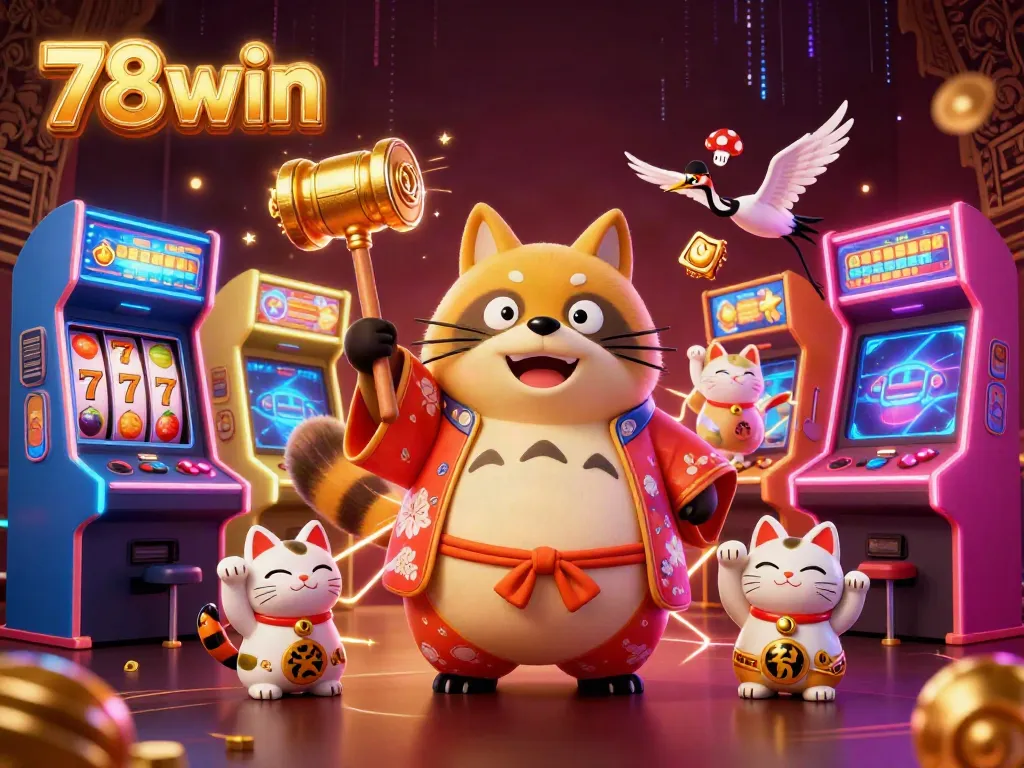 Experience thrilling gameplay with 78win's vibrant slots showcasing lucky symbols and animated characters.