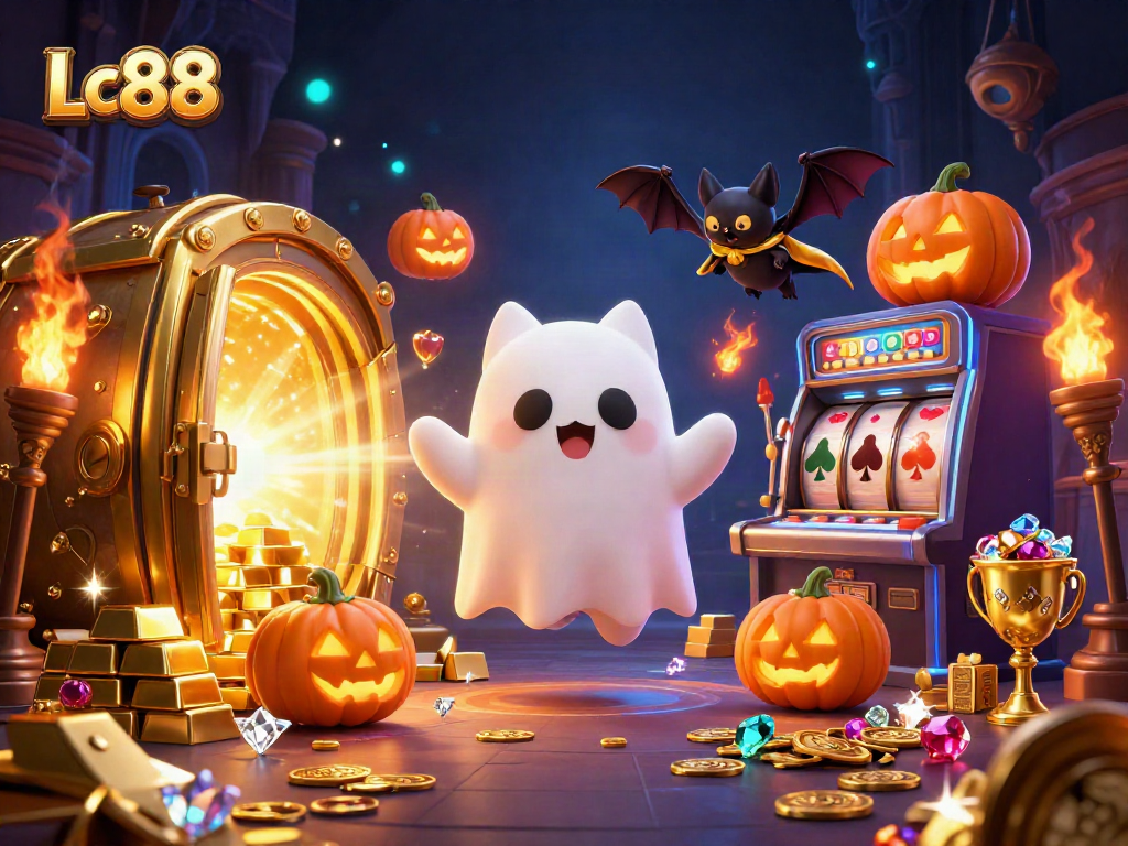 Experience the haunted thrills of Lc88 in a magical casino adventure with playful ghostly characters.