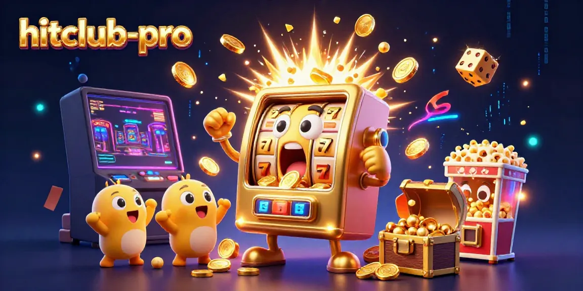 Experience the thrill of winning at hitclub-pro with our exciting casino-themed illustration featuring joyful slot machines.