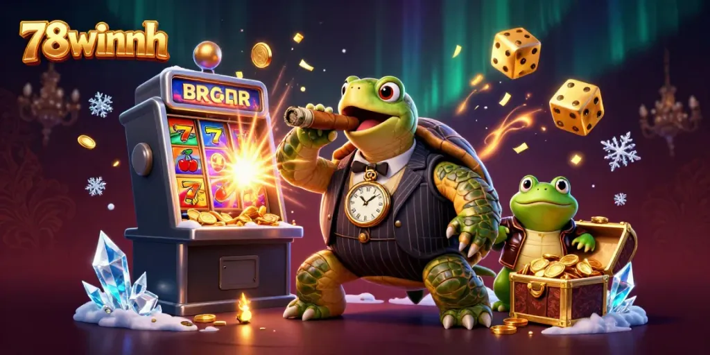 Players engage in vibrant casino games with the 78winnh brand highlighted in a lively scene.