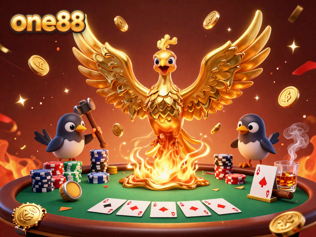 Experience thrilling gameplay with one88's vibrant casino scene featuring poker action and festive elements.