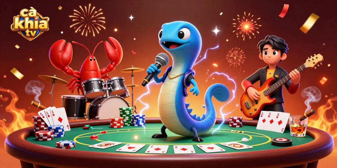 Engage with cà khịa tv's vibrant underwater casino scene featuring electric eel DJ and lively band.