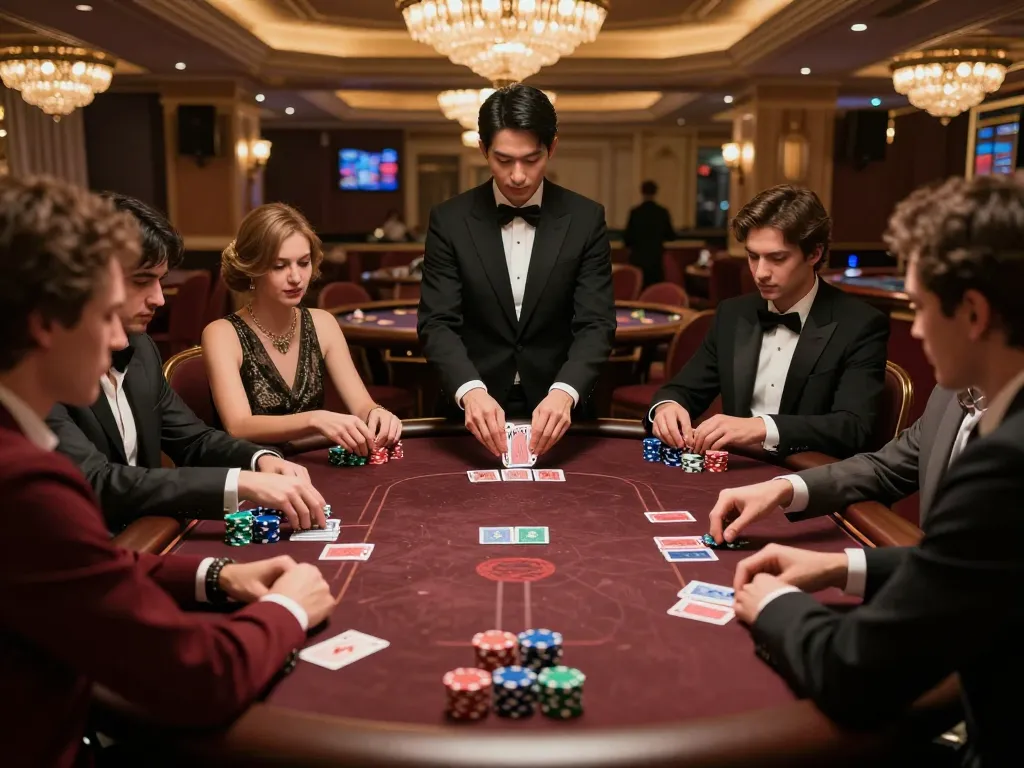 Players compete in high-stakes poker at GG88 casino, showcasing strategy and tension in luxurious setting.