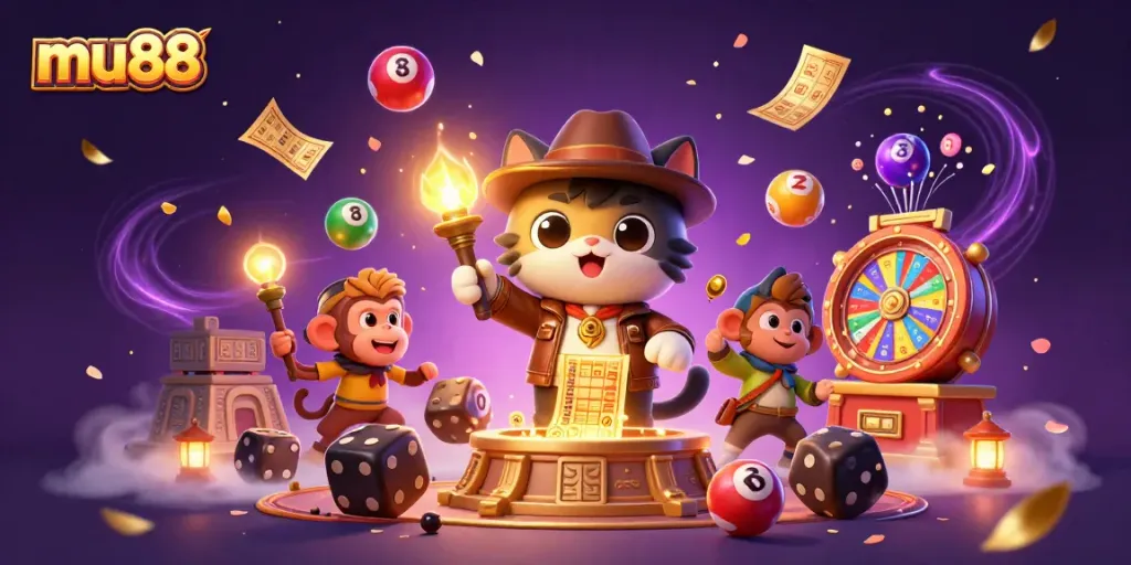 Experience thrilling gameplay at mu88 with a vibrant scene showcasing exciting lottery elements.