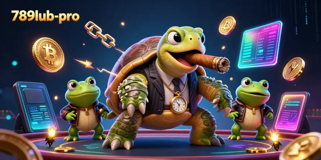 Join 789lub-pro for thrilling casino action with a cartoon turtle mobster and bullfrog enforcers.