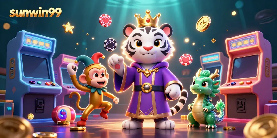 Experience thrilling adventures with sunwin99 in a vibrant 3D casino scene