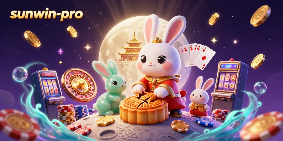 Experience the excitement of sunwin-pro with a dynamic scene featuring a moon rabbit and casino elements.