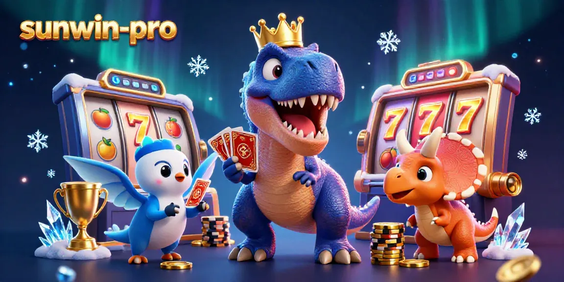 Engaging scene depicting sunwin-pro characters playing cards and stacking chips in a vibrant casino atmosphere