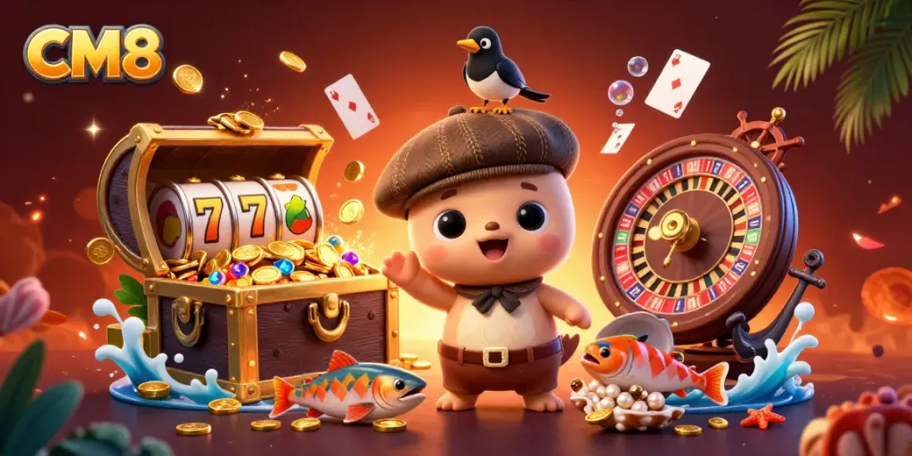 CM8 engages players with vibrant slots and engaging gameplay elements in an exciting casino scene.