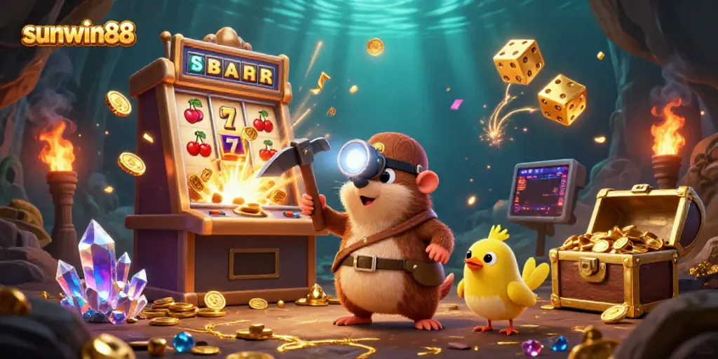 Experience the excitement of sunwin88 with a treasure hunter mole and stunning casino elements bursting with rewards!