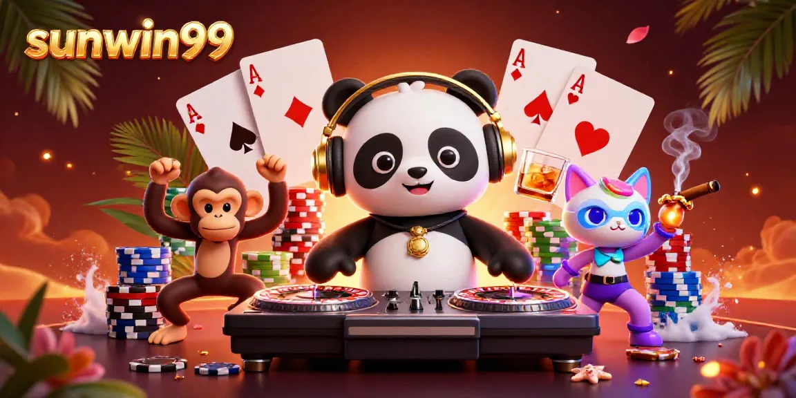 Experience the exhilaration of sunwin99 with vibrant casino-themed characters in a dynamic gambling scene