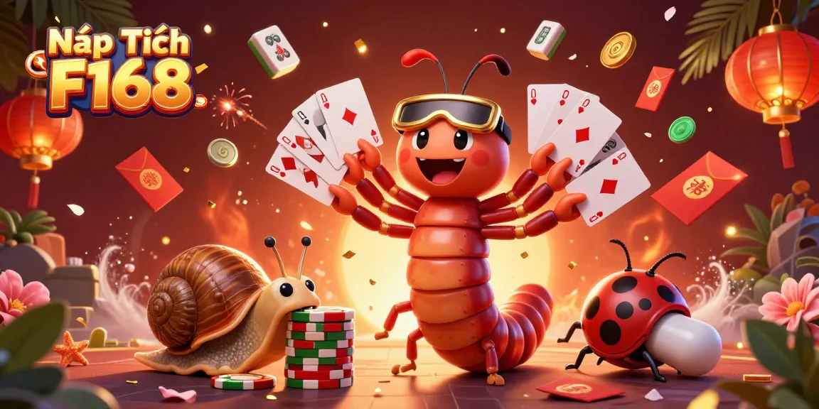 Engage in thrilling Nạp Tiền F168 transactions with playful cartoon characters in an exciting casino scene.