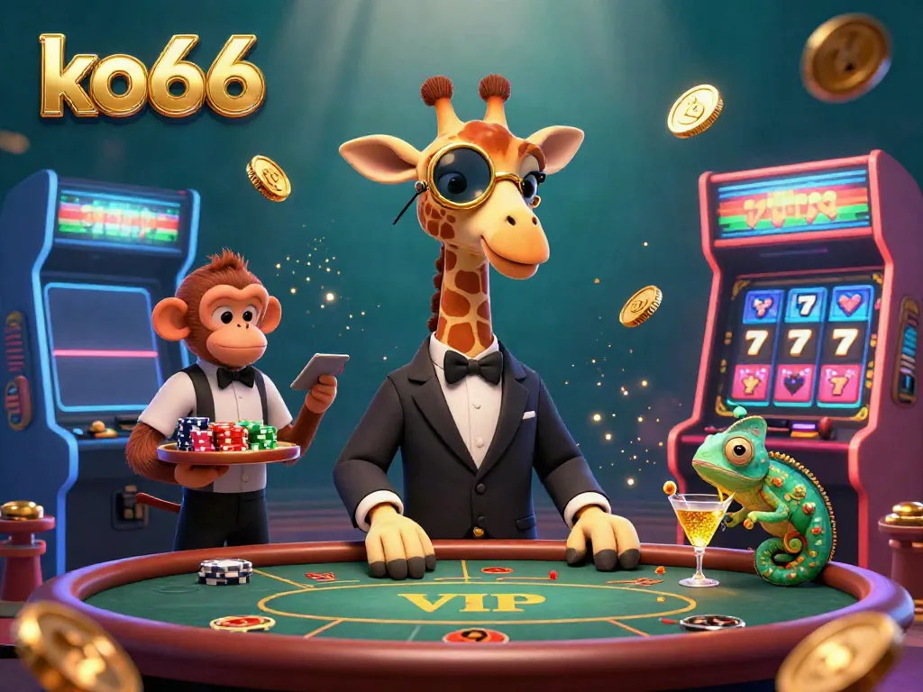 Experience thrilling victories with ko66 at a vibrant casino, featuring engaging 3D characters and gaming elements.