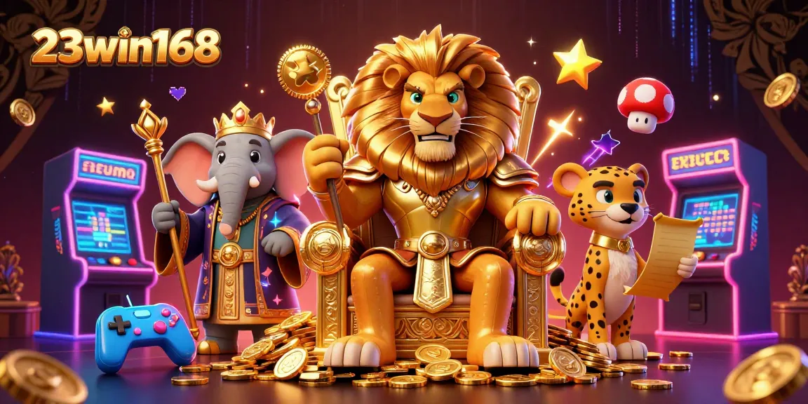 Experience premium gaming thrills at 23win168 with a vibrant casino illustration showcasing thrilling action.
