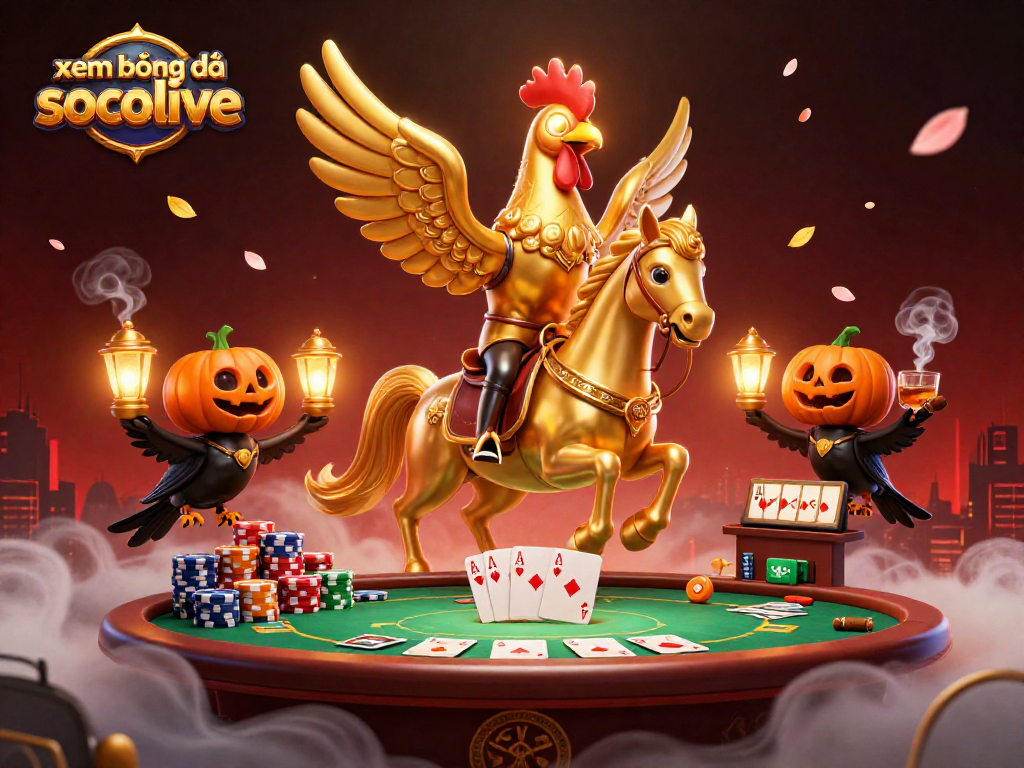 Experience xem bóng đá socolive with a dynamic 3D illustration showcasing vibrant casino elements.