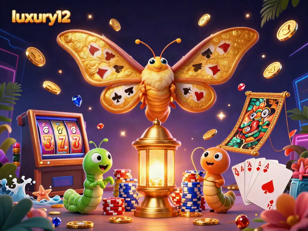 Engage with luxury12 by exploring exciting slot reels and casino action in a vibrant 3D illustration.