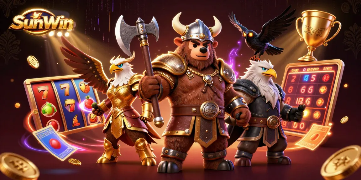 Engage in thrilling gameplay at SunWin with vibrant 3D illustration showcasing exciting casino elements.