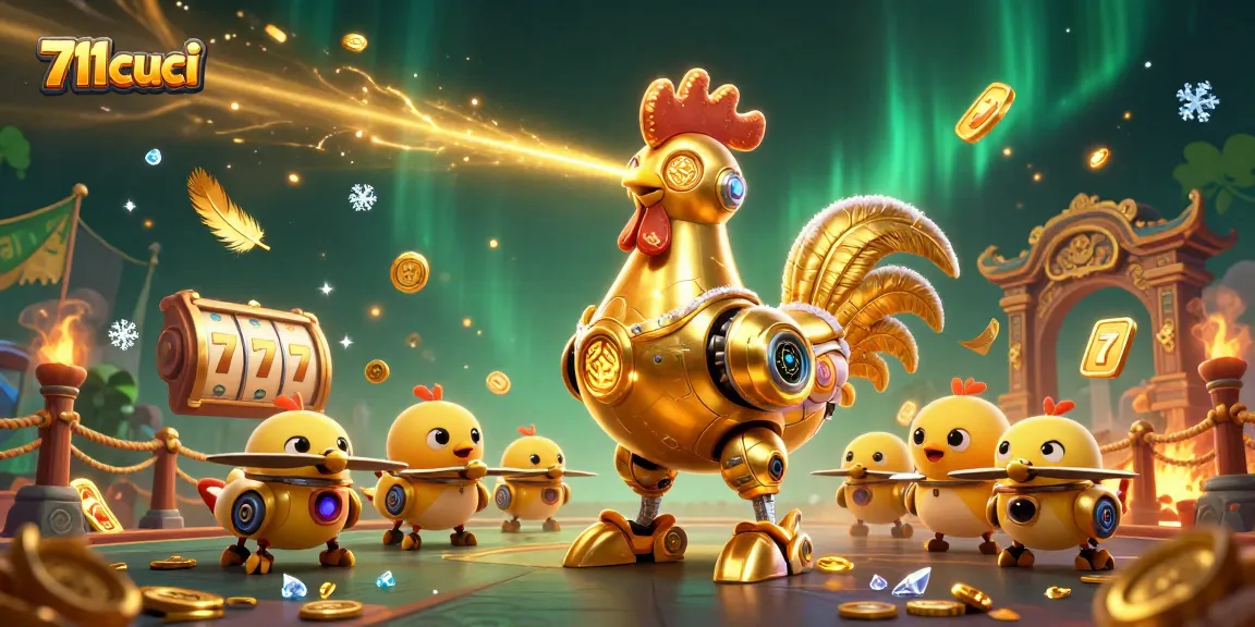 Win big at 711cuci with dynamic slot games featuring a golden rooster and baby chick drones!