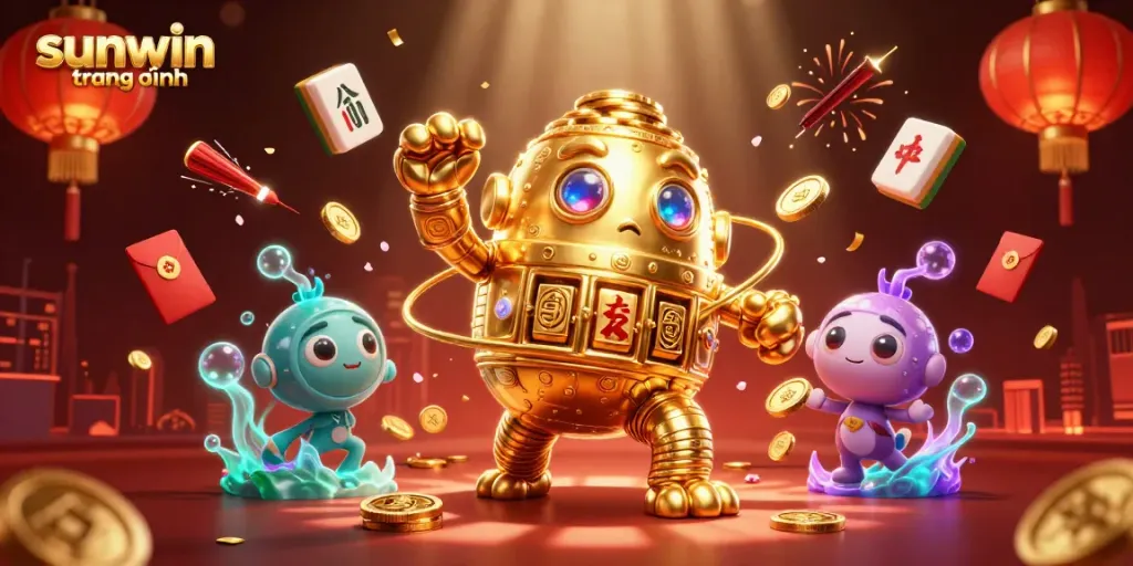 Experience the thrilling world of sunwin trang chính with a dynamic 3D illustration of casino elements and vibrant luck.