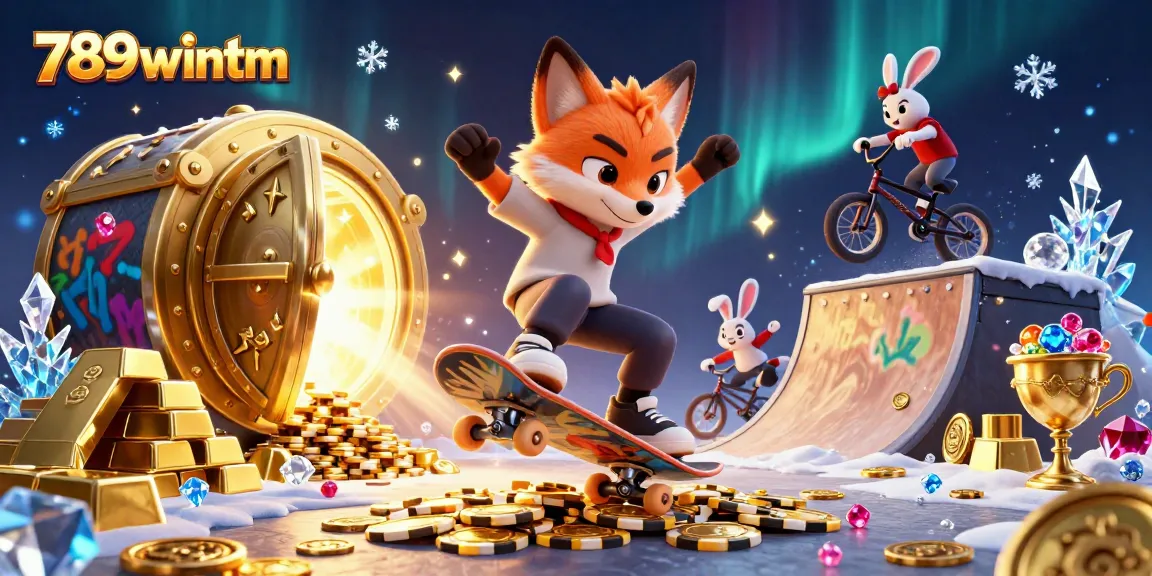 Experience the thrill of winning with 789wintm in a vibrant 3D casino world illustration.